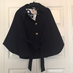 Women’s Tulle XS Navy Cape Style Belted Coat